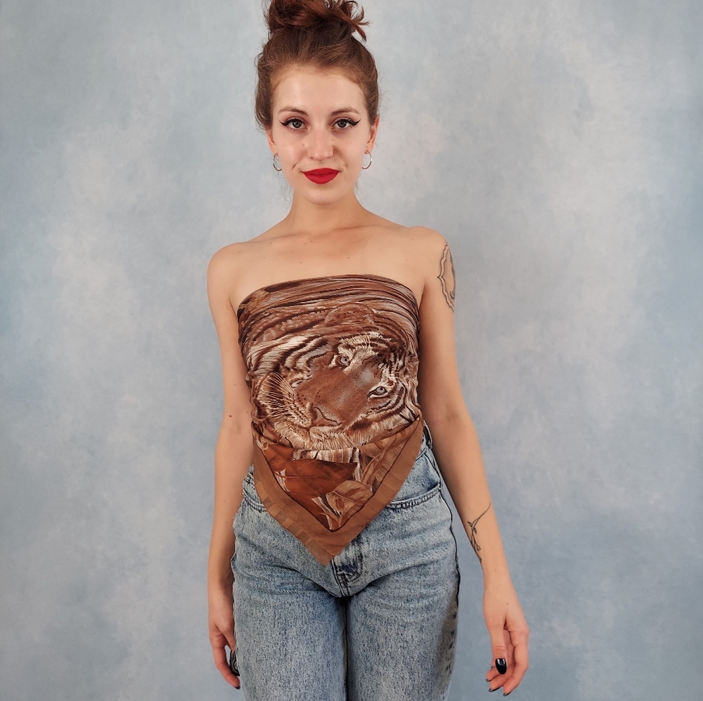 Vintage Tiger Polyester Scarf